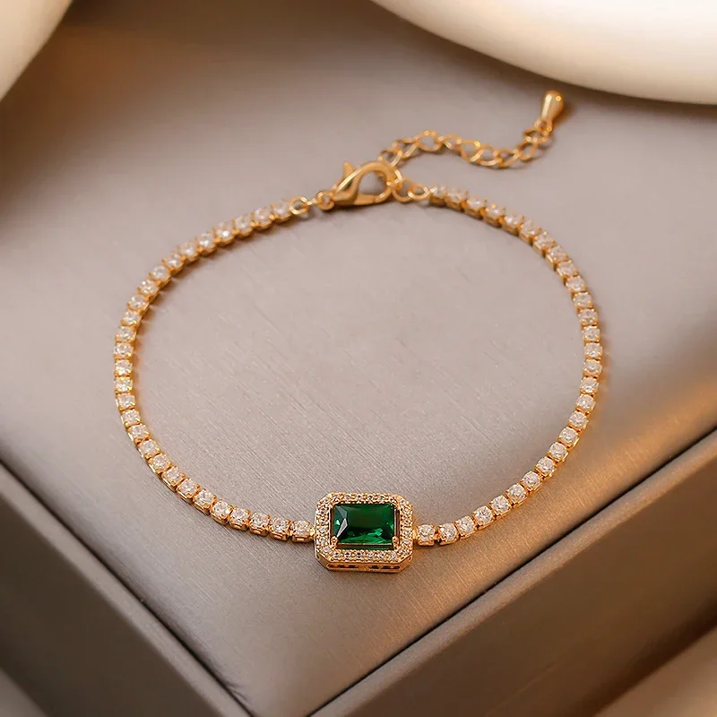 Luxury Inlaid Rhinestone Women's Bracelet Exquisite Vintage Emeralds Bracelets Charm Wedding Party