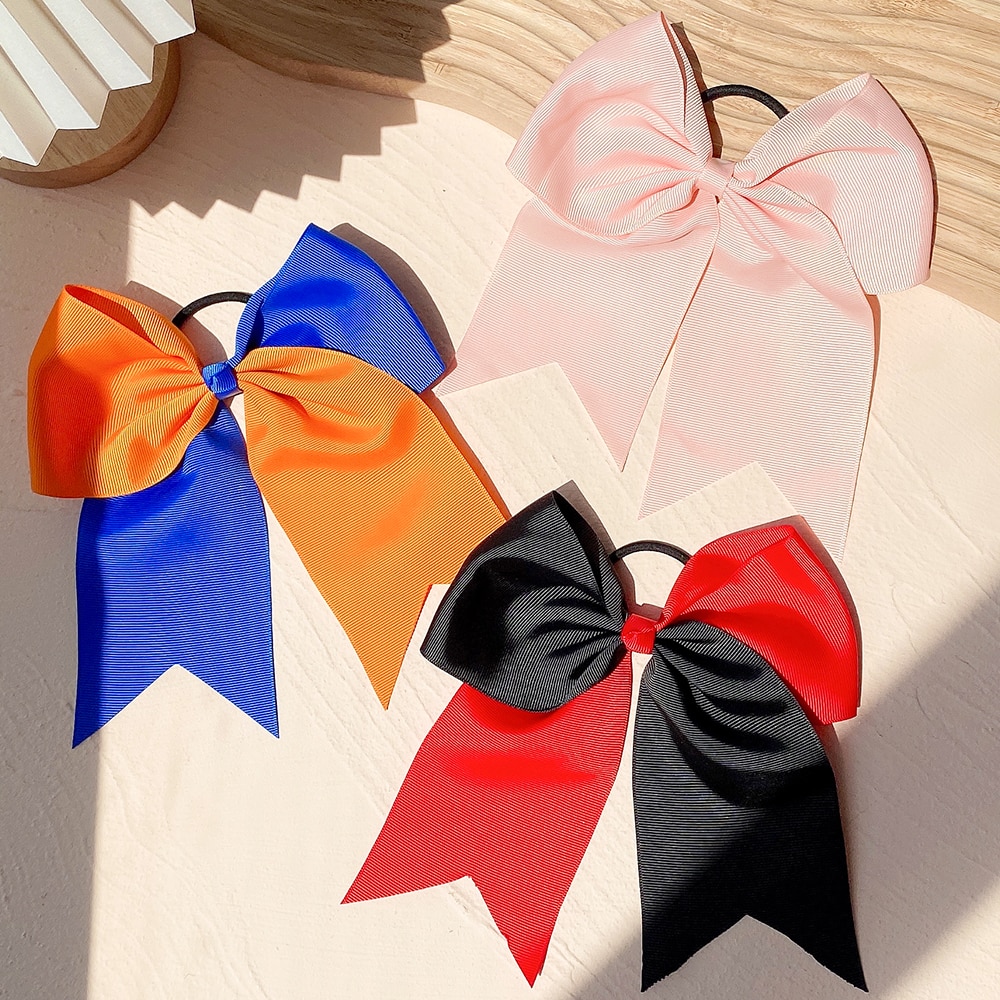 1pcs Solid Color Big Bows with Elastic Hair Band for Girls Ribbon Bowknot Hair Band Rubber Band Headwear Kids Hair Accessories