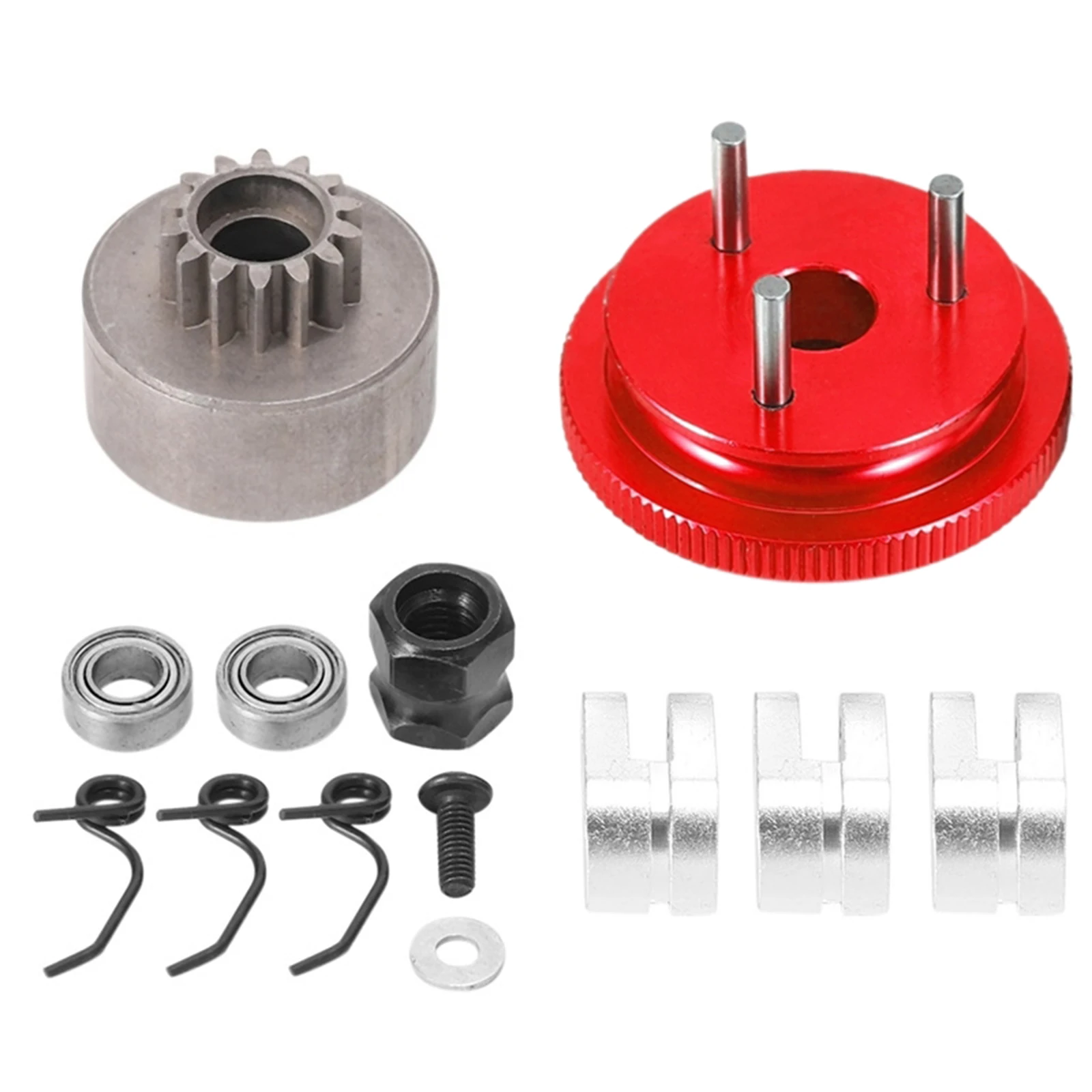 Metal 14T Gear Flywheel Assembly for HSP 1/8 Nitro RC Car Bearing Clutch Bell Shoes Nut Springs