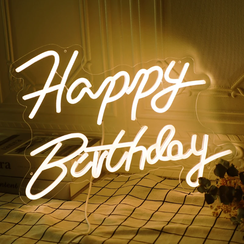 Happy Birthday LED Neon Sign Indoor Wall Lights Party Wedding Shop Window Restaurant Birthday
