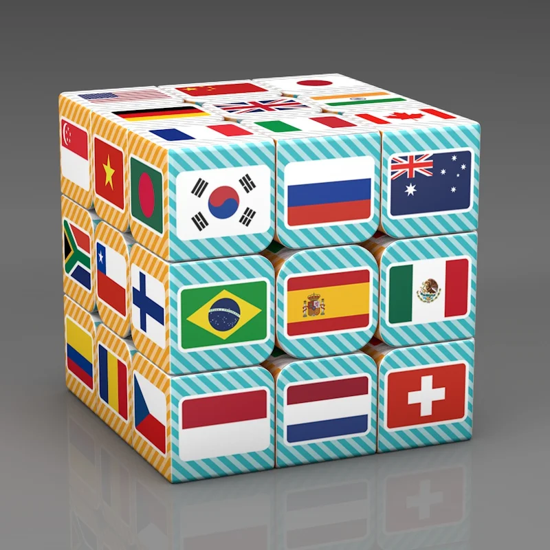 3x3x3 Magic Puzzle Cube Printing National Flag Pattern Packing Cubo Children's Gifts Educational