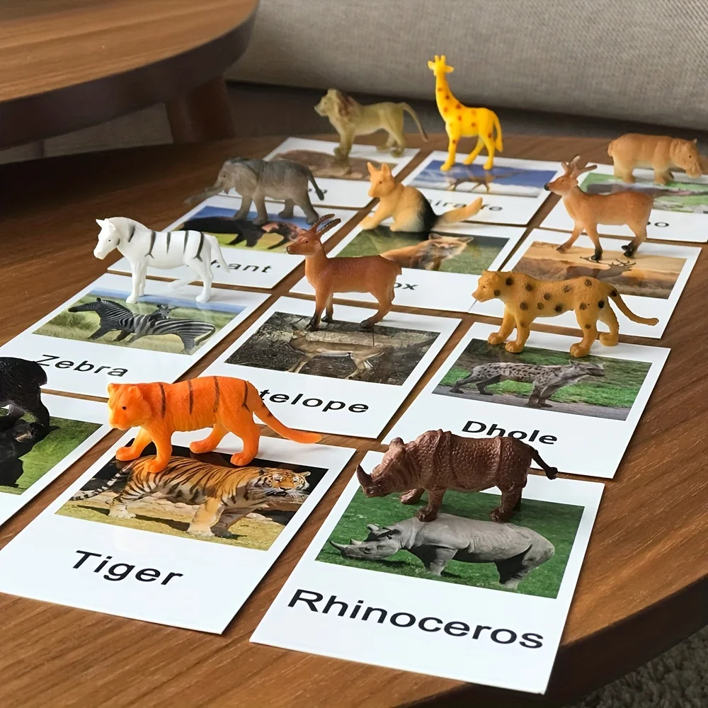 Montessori Animal Matching Card,Language Learning Cognitive Kids Educational Toy Insect Farm Zoo