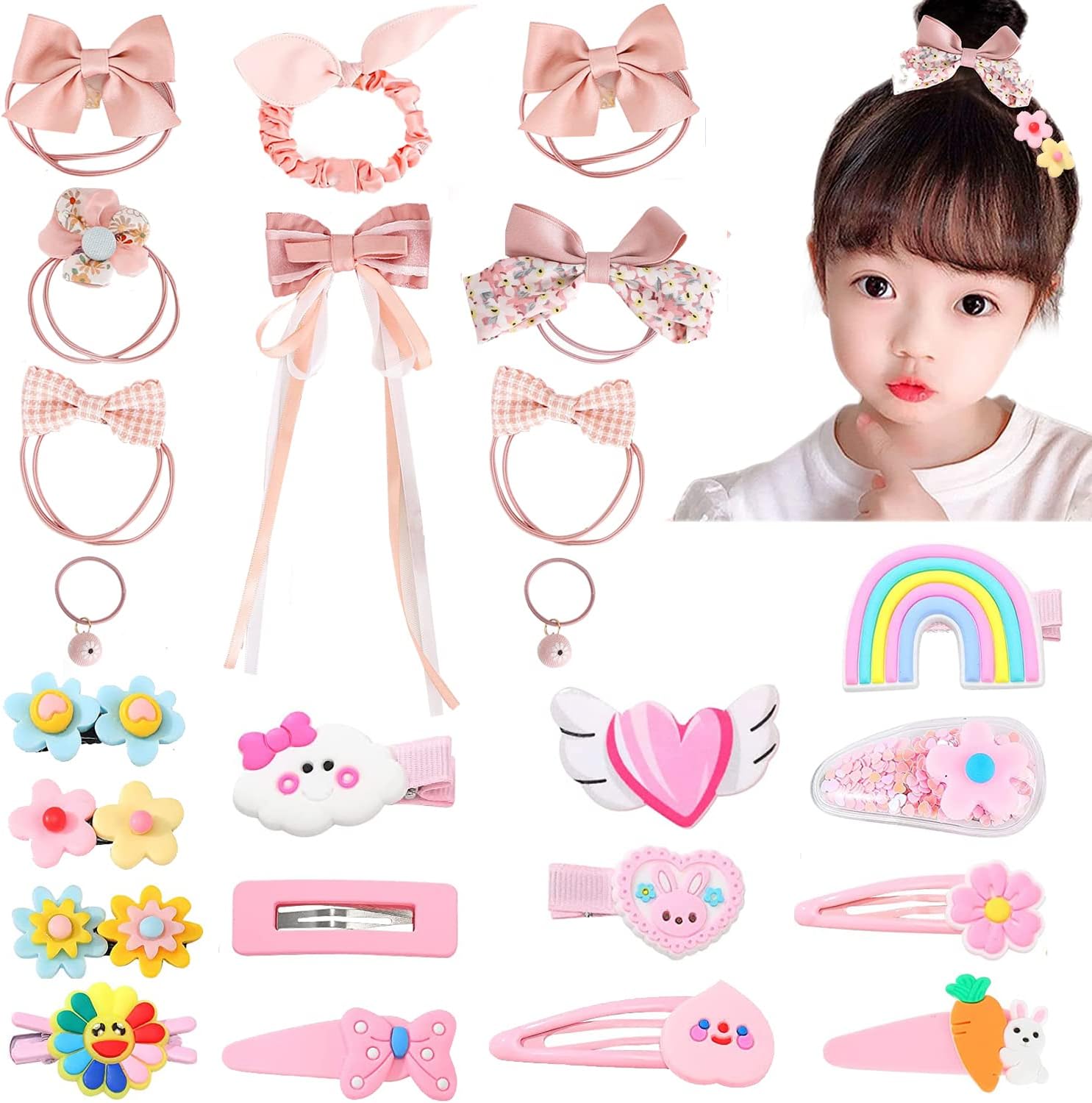 24pcs Girls Cute Cartoon Animal Fruit Hairpins Children Sweet Hair Clip Barrettes Headband Kids Fashion Hair Accessories