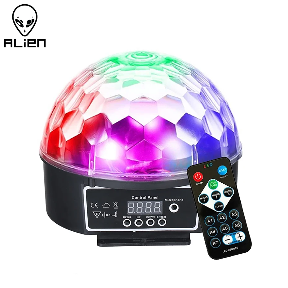 ALIEN 9 Colors LED Disco Ball DMX Crystal Magic Ball Stage Lighting Effect DJ Party Christmas Sound