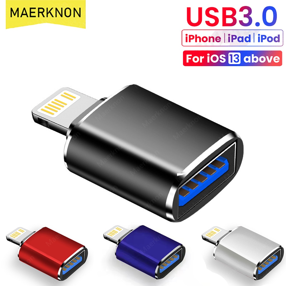 USB 3.0 OTG To Lightning Adapter USB Converter For iOS iPhone 14 13 12 11 Pro XS Max XR iPad USB 3.0 Fast Data Transfer Adapter