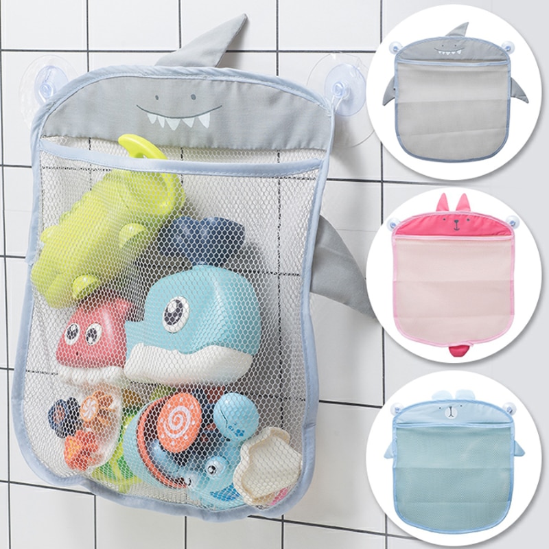 New Baby Bathroom Mesh Bag Sucker Design for Children Bath Toys Kid Basket Cartoon Animal Shapes Cloth Sand Toys Storage Net Bag