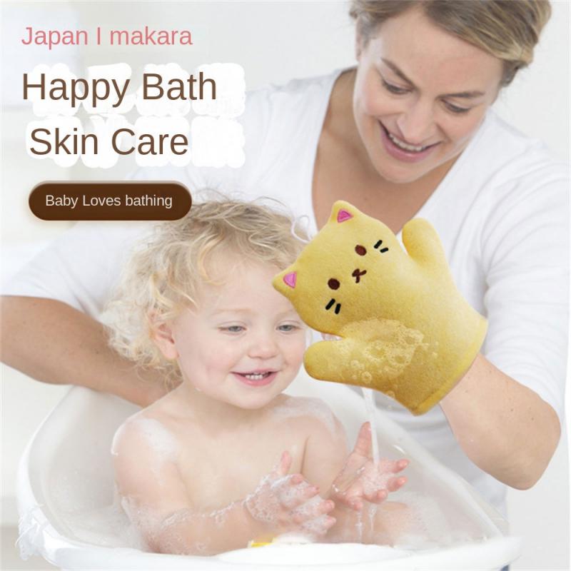 Soft Gloves Baby Bath Accessories Painless Cartoon Bath Towel Scrubbing Gloves Foaming Baby Bath Gloves Childrens Bath Towel
