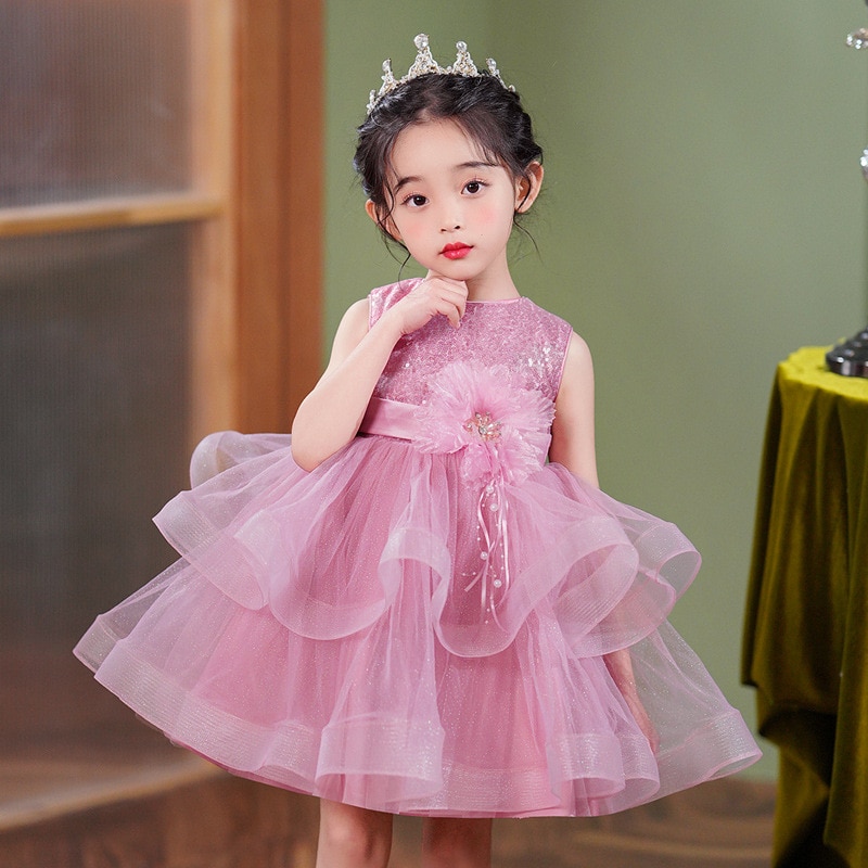 Party dress Girl princess dress Princess dress Girls performance dress Poncho evening dress Crew Neck Brief Ball Gown