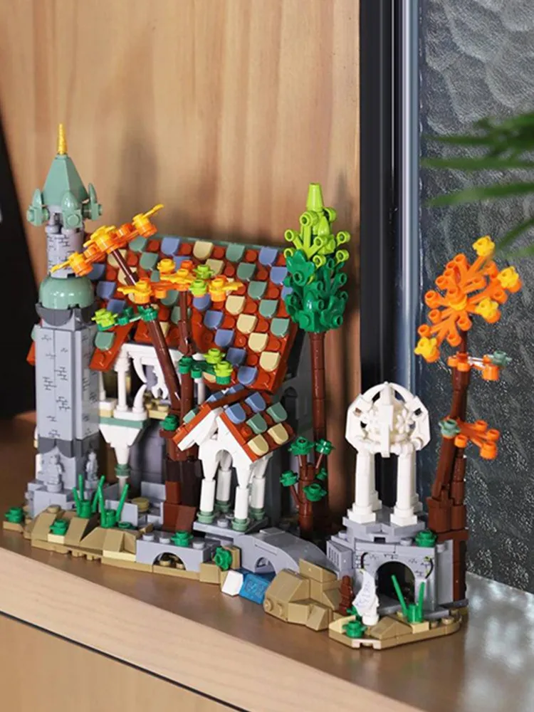 American TV Drama Movie Lords Rivendell Castle Ringing Tower Model Building Blocks Bricks House Toy