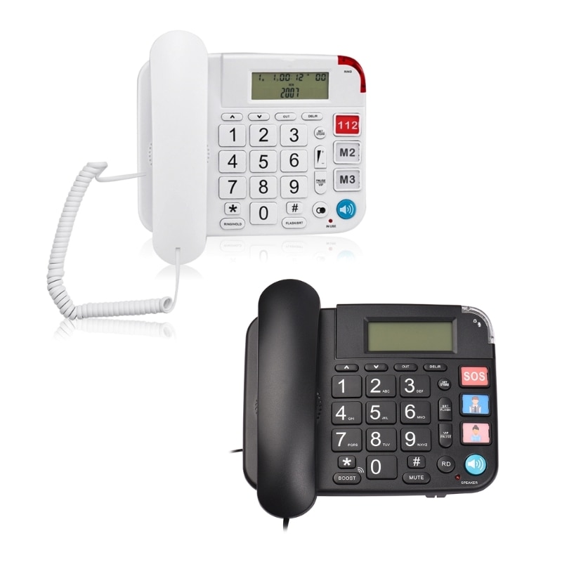 Big Button Landline Phone Desktop Telephone Ringtone Fixed Home Phone 1 Key SOS for Elderly and Visually Impaired X3UF