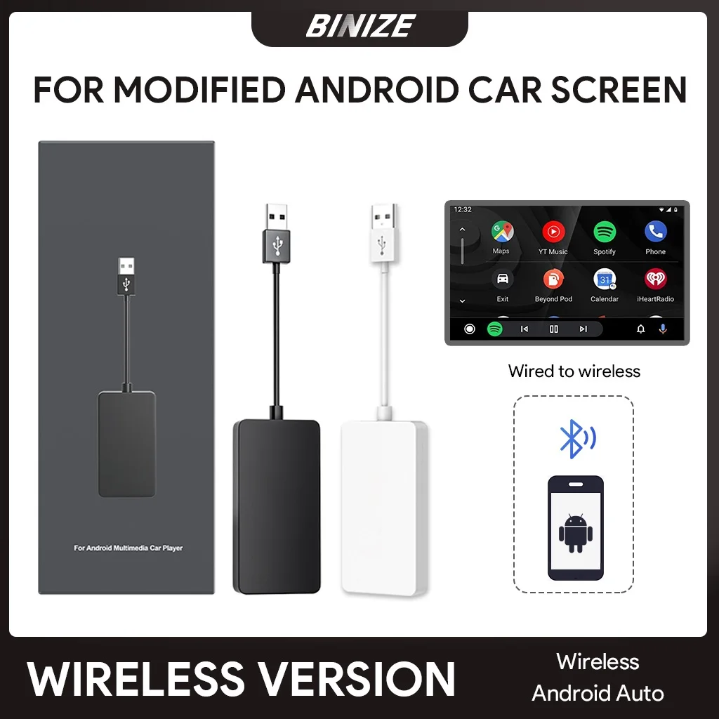 Binize Wireless CarPlay Dongle & Wired Android Auto CarPlay Dongle USB Adapter For Modified Android