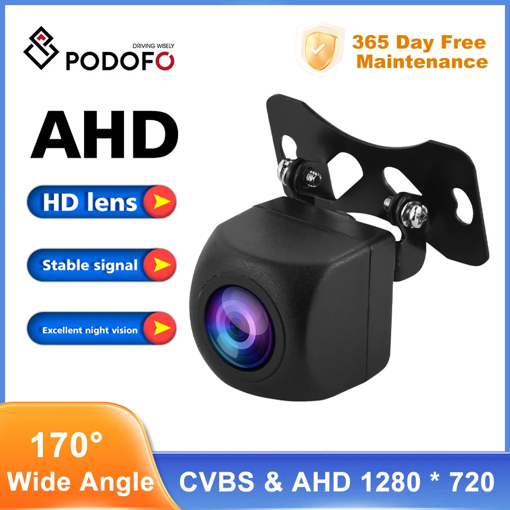 Podofo Car Rear View Camera AHD Night Vision Backup Parking Reverse Camera Universal Waterproof HD
