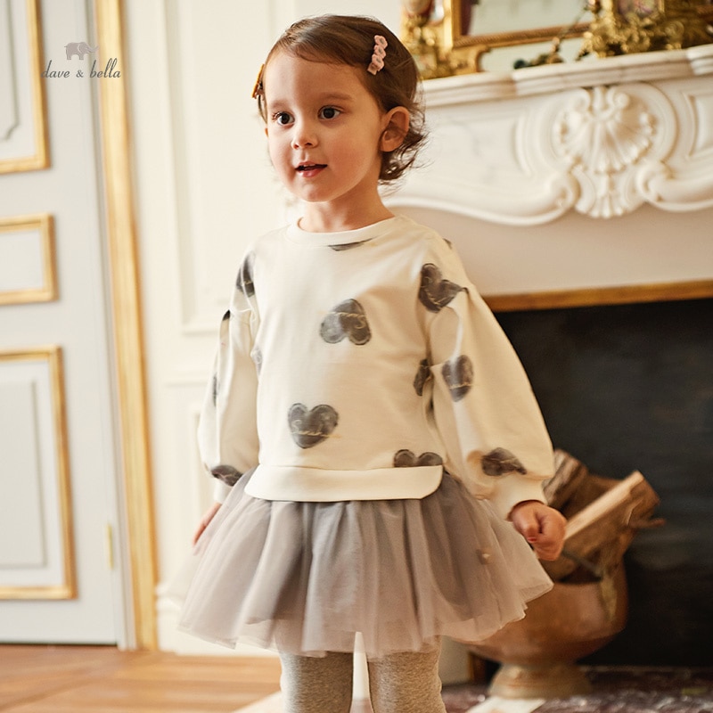 Dave Bella Girl's Dress Children's 2023 New Autumn Princess Dress Charm Sweet Classy Lovely Fashion Party Outdoor DB32