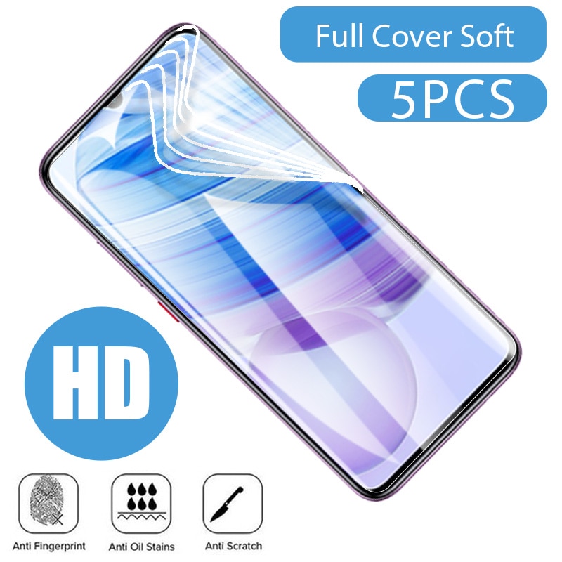 5PCS Hydrogel Film for Redmi Note 12 11 10 9 8 Pro Plus 5G 11S 10S 9S 8T Screen Protector for Redmi 9T 9C 9A 10C Not Glass