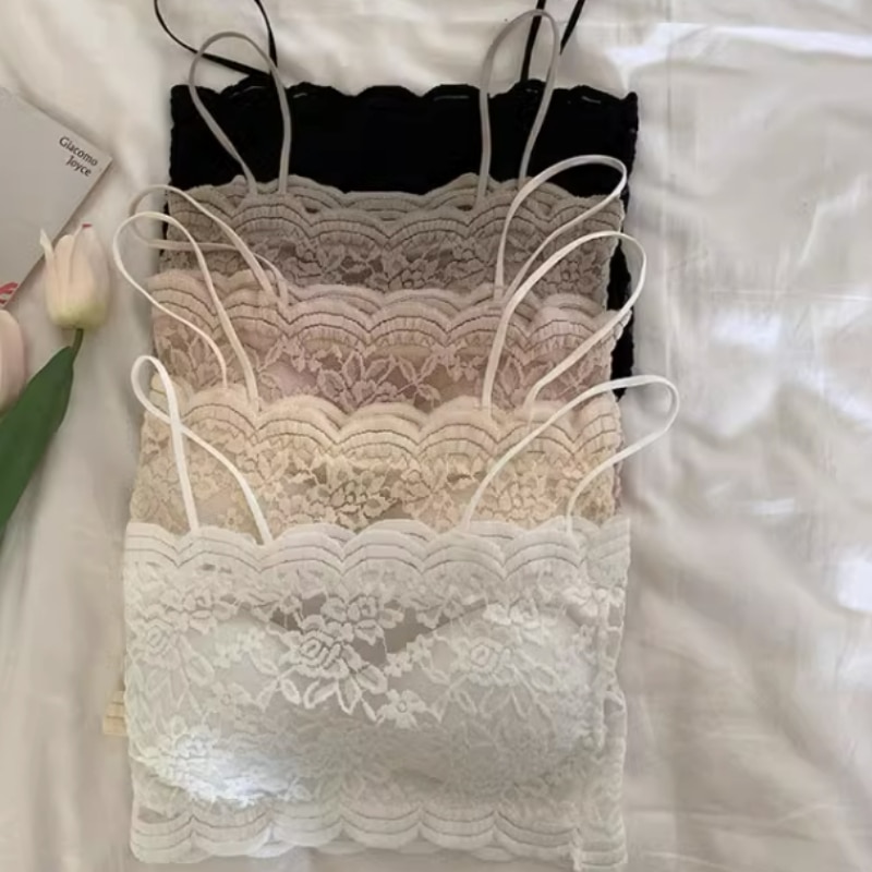 1pc Women's Cotton Underwear Tube Tops Sexy Lace Fashion Printed Bra Without Steel Ring Girls Outdoor Comfort Tank Up Linge