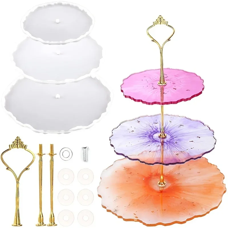 Thick Cake Stand Molds for Resin, Epoxy Resin Tiered Tray Mold, Geode Resin Silicone Casting Mold