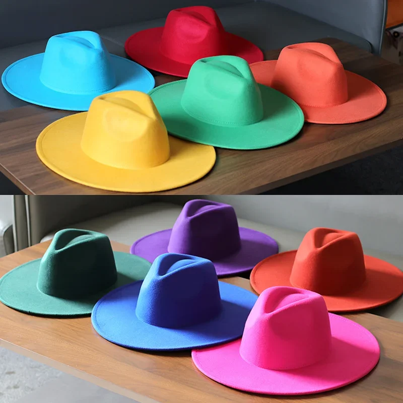 Women's fedora hat 9.5cm Jazz hat Fashion bow hat Peach heart hat Big brim Jazz fedora hat Men's