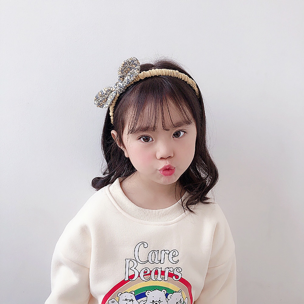 Retro Girls Rabbit Ears Cloth Hair Accessories Bowknot Headband Flowers Printed Hairband Hair Hoops