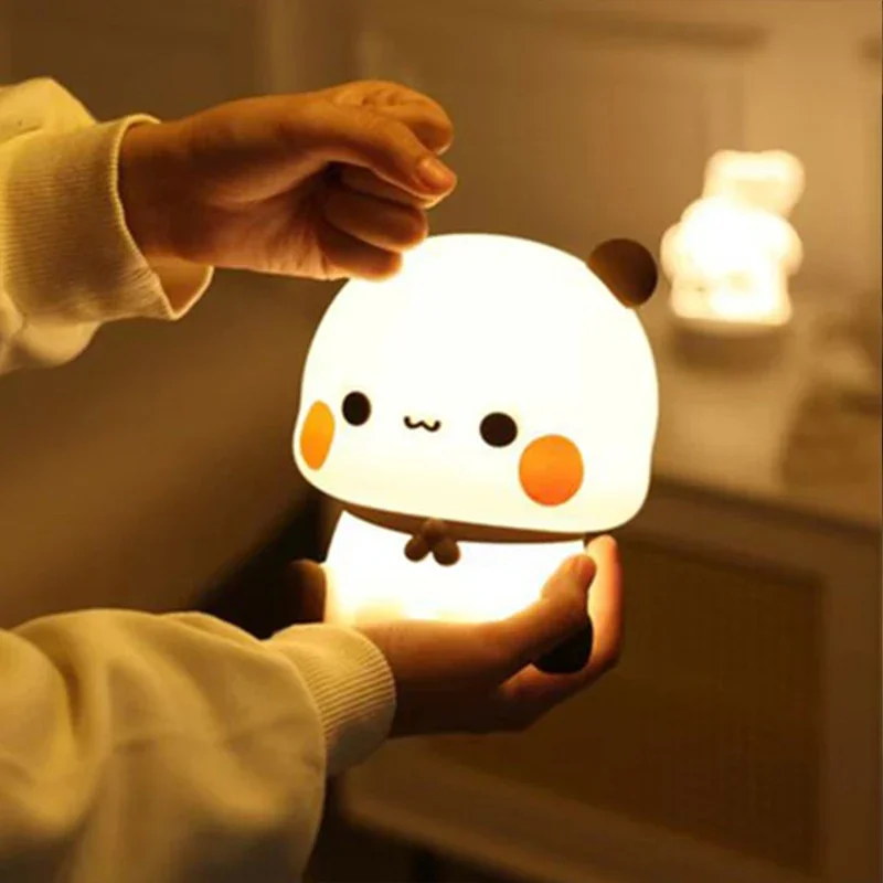 Kawaii Bear Panda Bubu And Dudu Led Night Light Lamp Cute Cartoon Nightlight Animal Bedroom