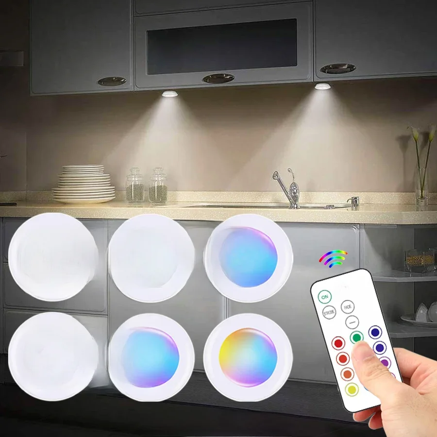 Led Under Cabinet Lights with Remote Control Wireless RGB Color Changing Night Light for Kitchen