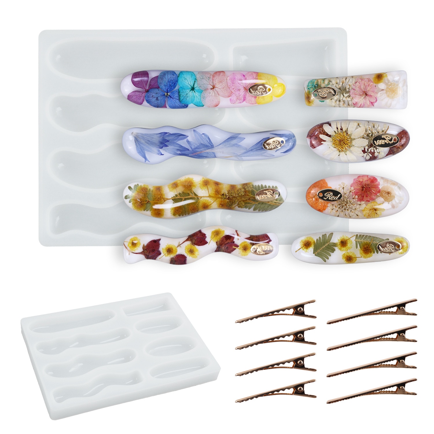 DIY crystal drop gum resin three-dimensional hair clip jewelry silicone mold Ruihe