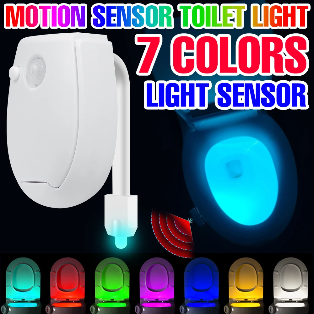 Toilet Night Light Smart PIR Motion Sensor Toilet Seat Lamp Bathroom Waterproof Lighting Bulb RGB