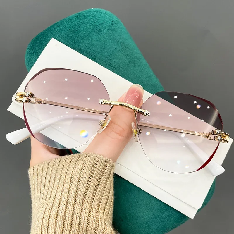 Blue Light Blocking Reading Glasses Presbyopia Eyeglasses Rimless Alloy Hyperopia Eyewear Sunglasses
