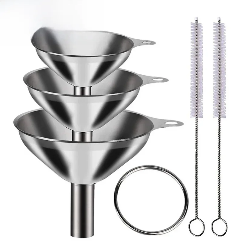 3/5 Pcs Stainless Steel Kitchen Funnels Set Food Grade Metal Funnels for Filling Bottles Small