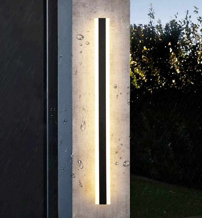 Modern IP65 Waterproof outdoor Long Strip LED wall lamp villa courtyard Wall Light Garden porch