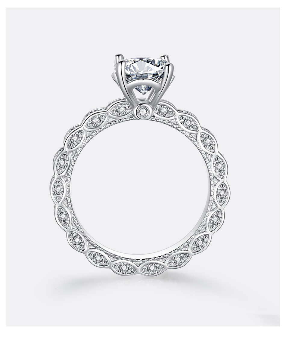 Luxury Silver Moissanite Rings For Women Big Lace Flower 2CT Diamond Setting Engagement Wedding Finger Female Jewelry