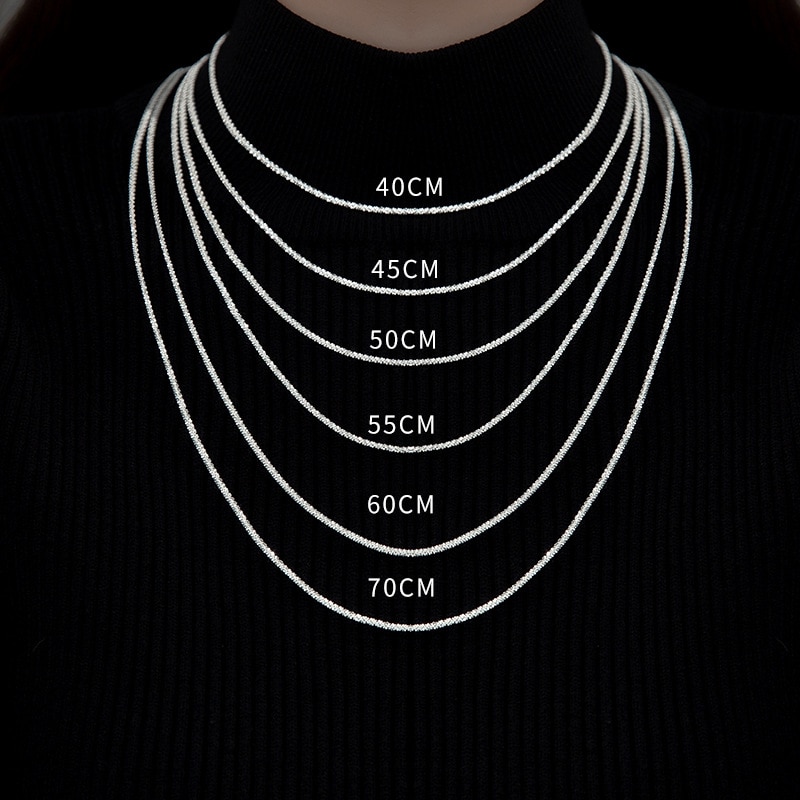 Genuine 925 Sterling Silver Sparkling Clavicle Chain Choker Necklace Collar for Women Fine Jewelry Wedding Party Birthday Gift