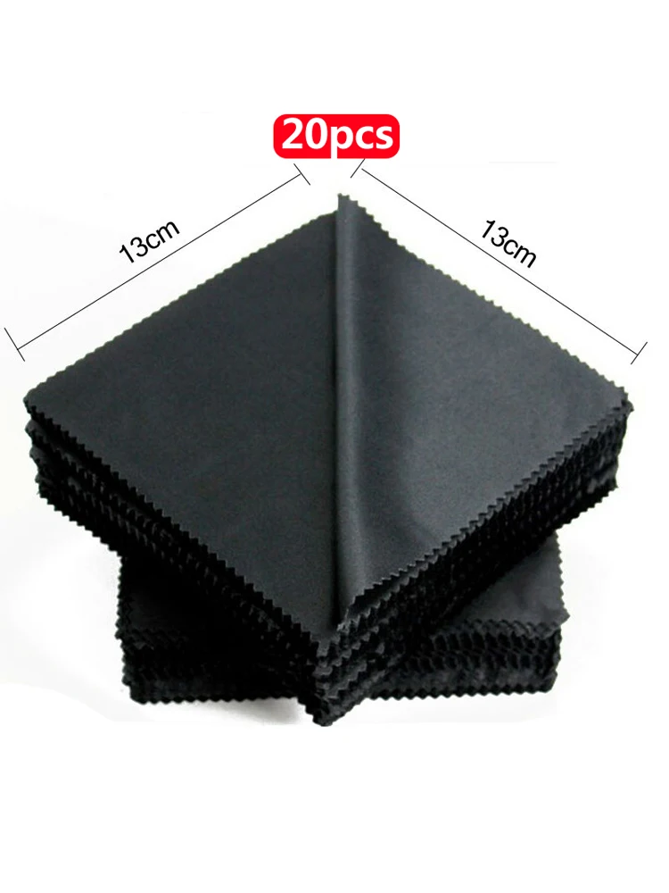 20 pcs/lot Black Microfiber Sunglasses Eyeglasses Cleaning Cloth 13*13cm Glasses Eyewear Clean Lens