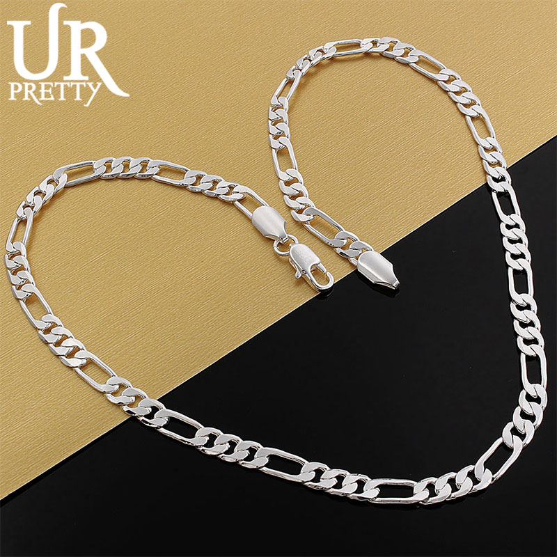URPRETTY 925 Silver Necklace Three Rooms One Ferrero Necklace Silver Chain Men&Women Silver Necklace Fashion Classic Jewelry