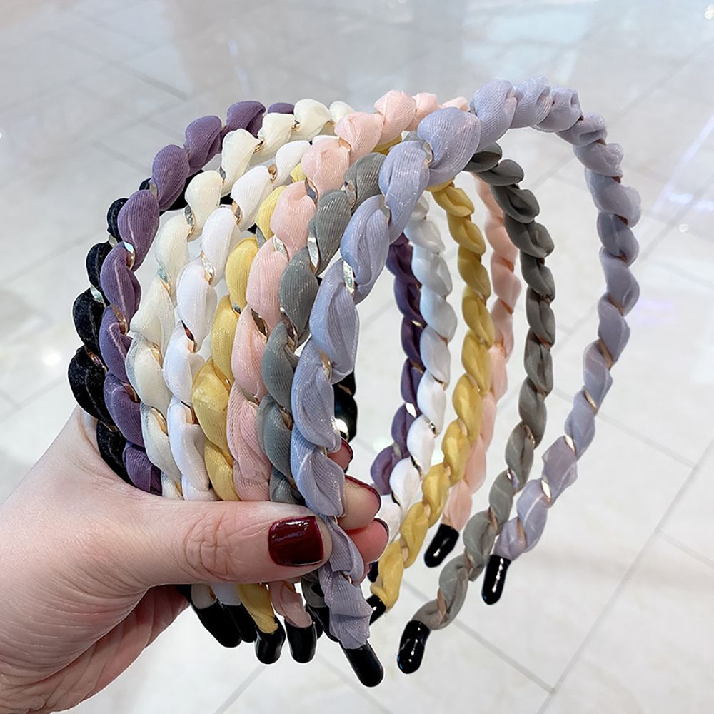 Headwear Elegant Mesh Female Thin Side Metal Entwined Hair Accessories Cloth Headband Women Hair Band Head Hoop