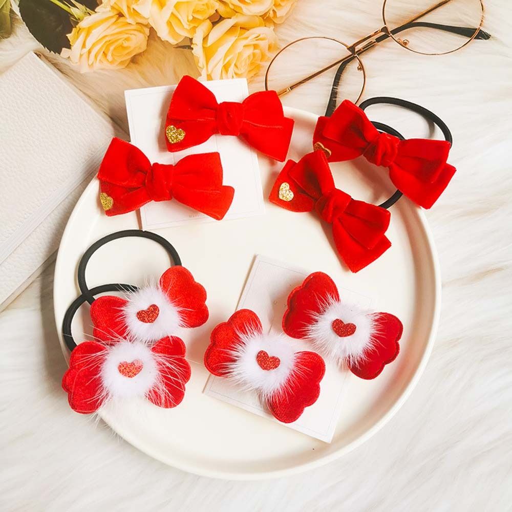 Grip Children Hairpins Headwear Tassels Barrettes Chinese New Year Hairpins Hair Rope Bow Hair Ring Kids Bow Hair Clips