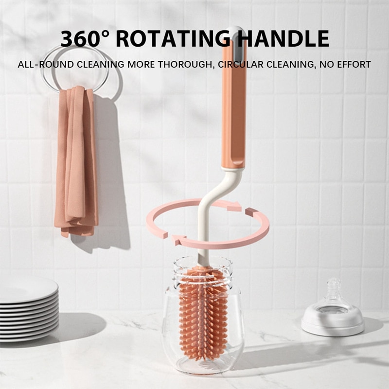 Silicone Baby Bottle Brush Cleaner Baby Pacifier Straw Scrubber Small Brush 360 Degree Glass Cup Washing Cleaning 3PCS Tool SetS