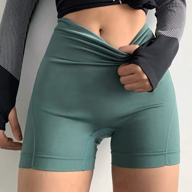 Women High Waist Safety Pants Abdominal Contraction Shaping Seamless Fitness Yoga Cycling Sport Shorts Gym Legging Fitness