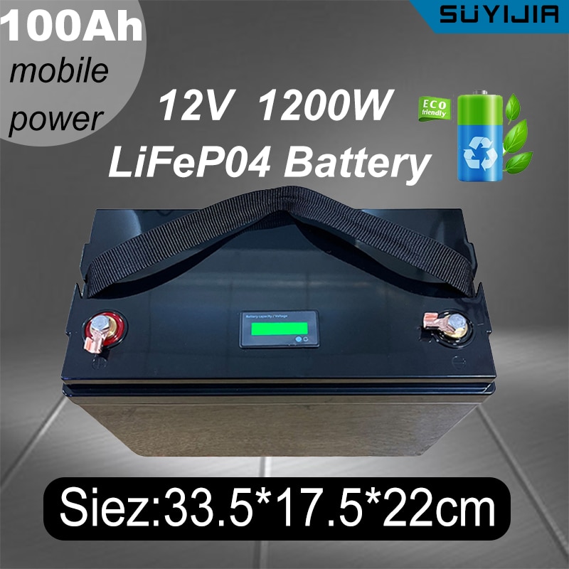 1200W12V Lithium Iron Phosphate Battery Pack 100Ah Voltage Display Outdoor UPS Power Supply System Emergency Backup Power Supply