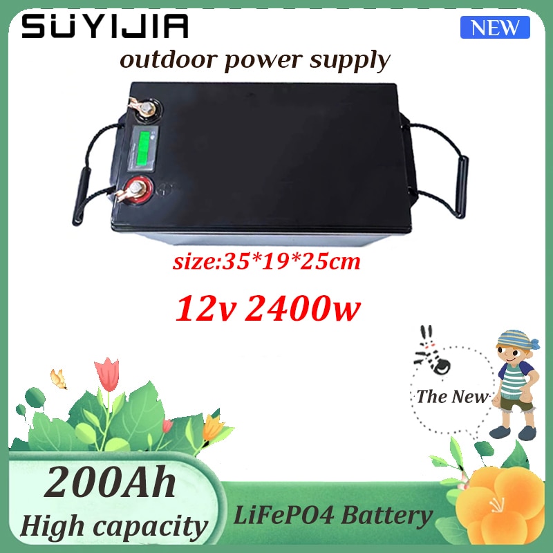 LiFePO4 2400W Outdoor Power Supply 200Ah12V Lithium Iron Phosphate Battery Large Capacity Industrial Ship Emergency Power Supply