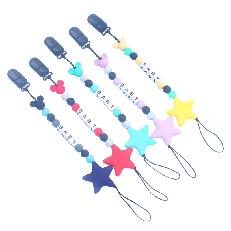 Personalized Baby Pacifier Clip Custom Pacifier Chain with Name Food Grade Silicone Baby Gift