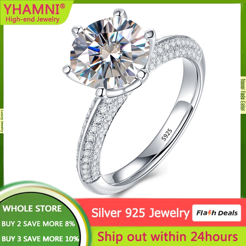 With Credentials Real Silver 925 Ring Round Brilliant Cut 2 Carat Zirconia Diamant Ring Women Wedding Accessories Fine Jewelry