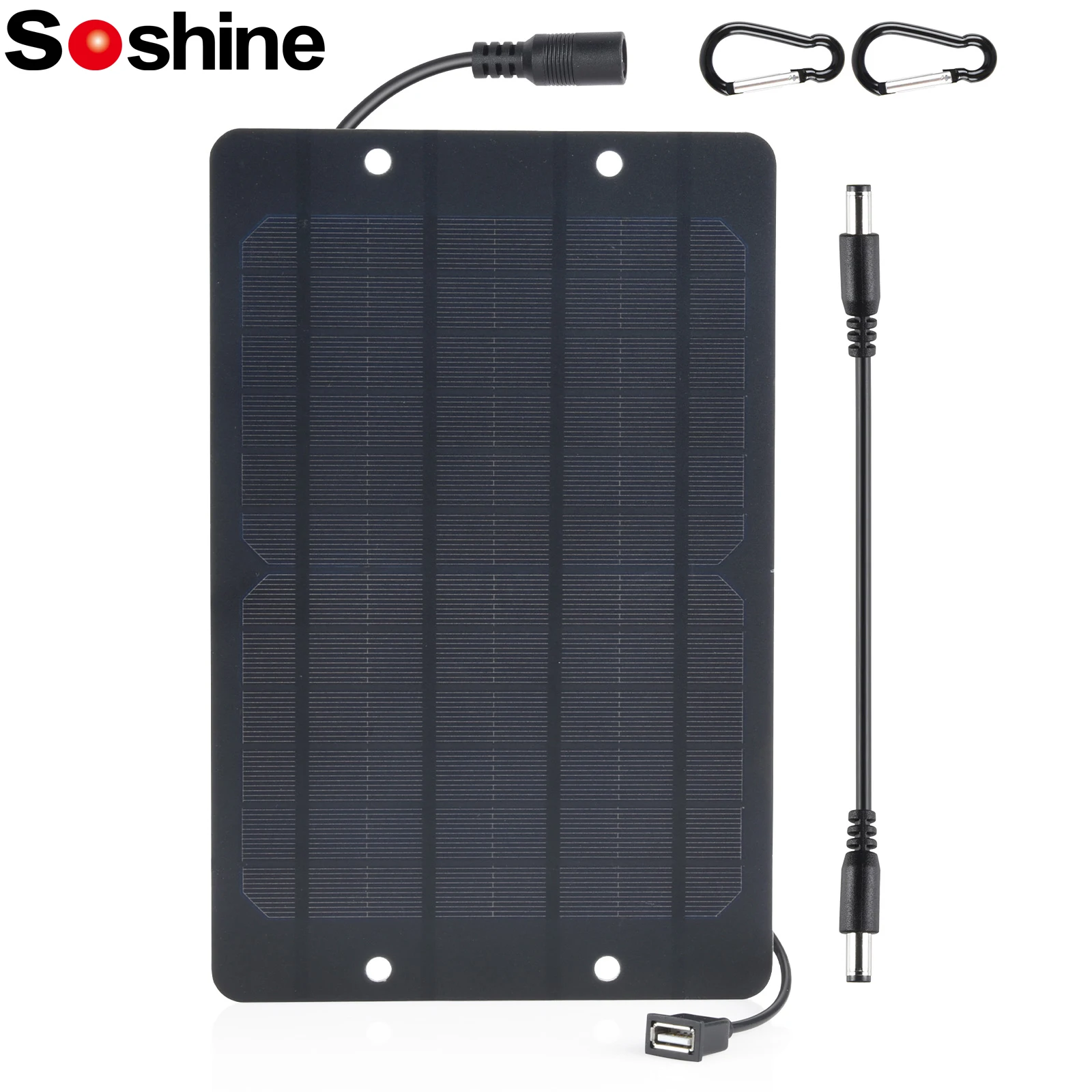 Soshine USB 5V 6W Solar Panel Outdoor Home Surveillance Lighting High Performance Monocrystalline DC