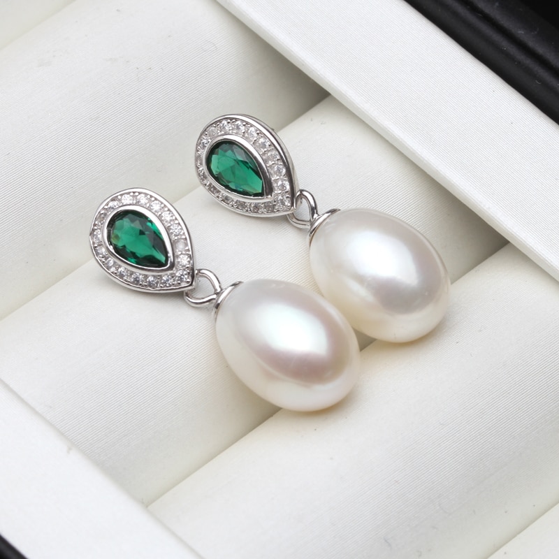 2023 New Real Natural Freshwater Pearl Earrings For Women 925 Sterling Silver Stud Earring Girls Birthday Gift White Black