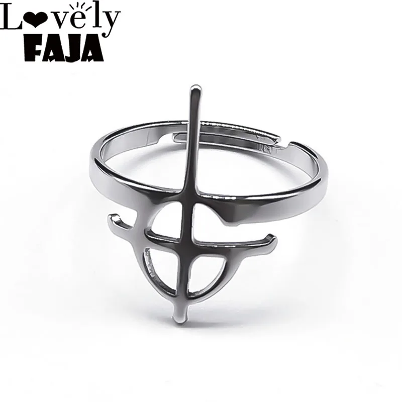 Mysterious Cross Ghost BC Nameless Ring for Women Stainless Steel Ghoul Rock Band Pope Papa Emeritus