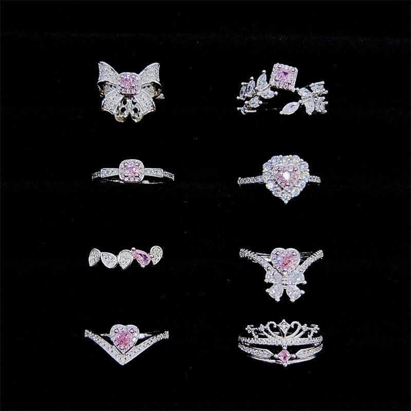 2023 New Fashion Luxury 925 Silver Cubic Zirconia Engagement Rings for Women Crystal Wedding Statement Ring Party Jewelry Gift
