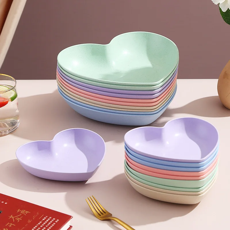 5-10PCS Creative Love Heart Bone Dish Household Food Grade Plastic Spit Bone Dish Party Snack Dinner