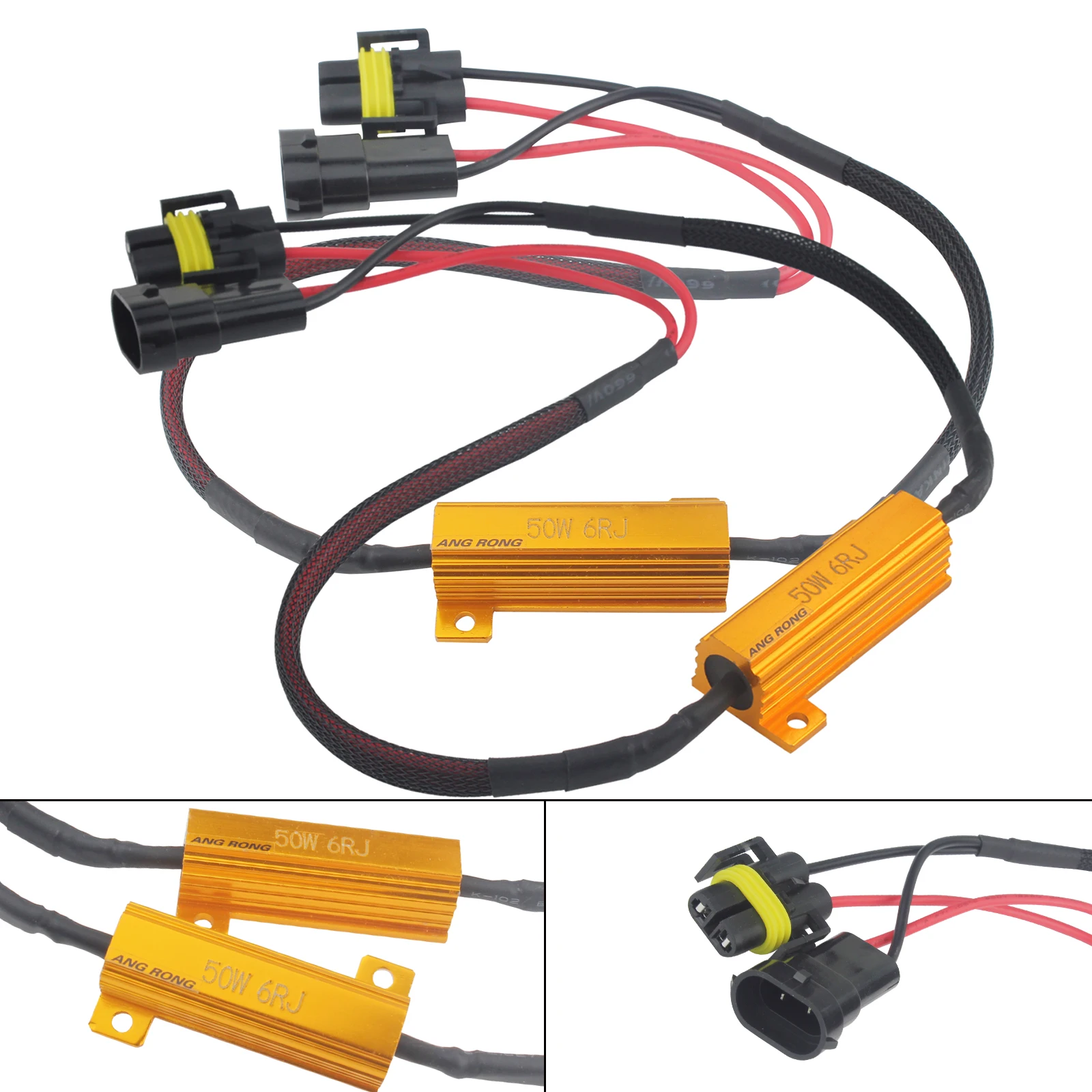 ANGRONG 2pcs H8 H11 LED Headlight DRL Fog Light Load Resistors Wiring Harness Canbus