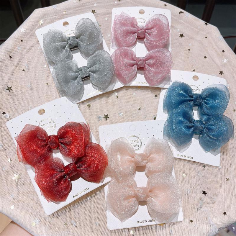 Pearlescent Mesh Hair Card Fashion Hairpin Korean Style Hairpin Children Bow Hairpin Cute Girl Hairpin Baby Hair Accessories