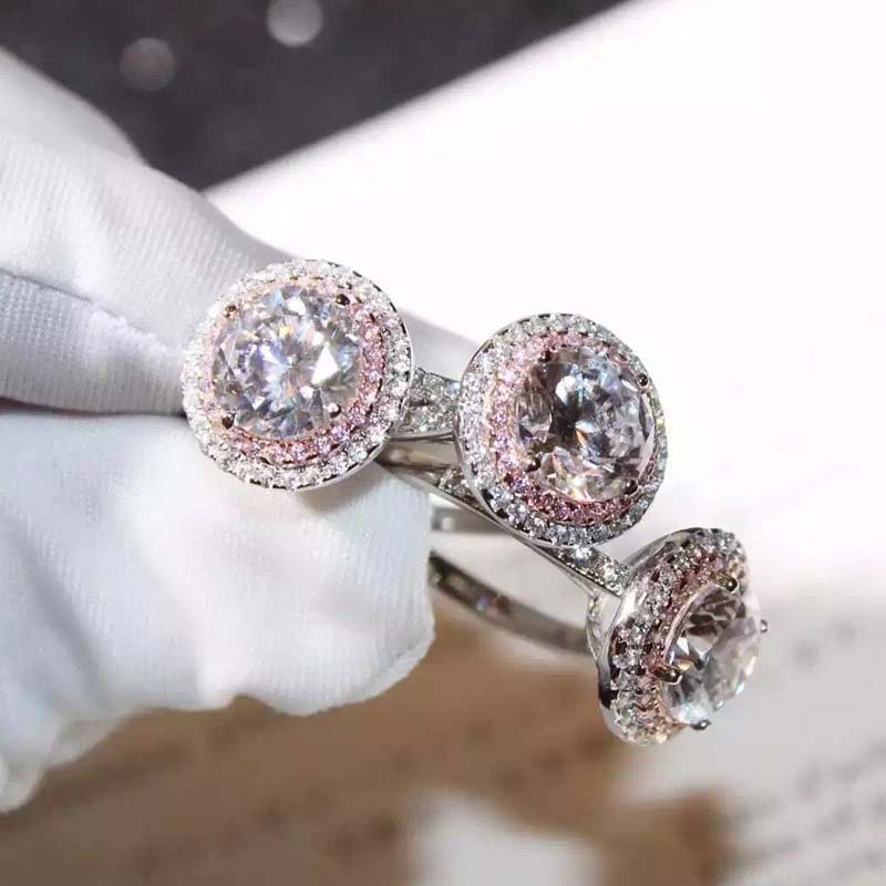 Solid S925 Sterling Silver Natural VS2 Diamond Ring Anillos Bague Topaz Gemstone for Women Wedding Silver 925 Jewelry Ring Girls