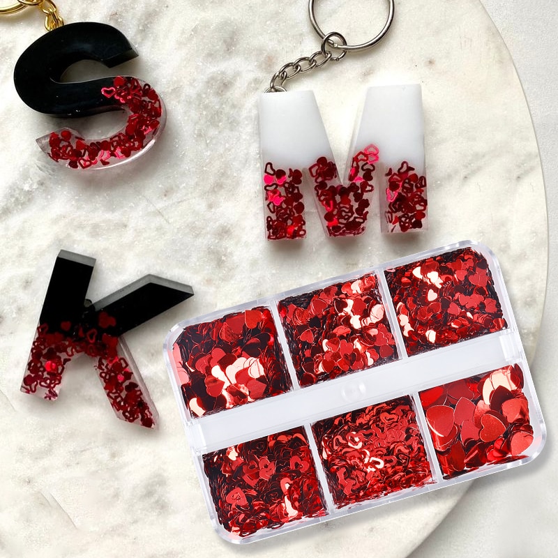 Mix Love Heart Resin Glitter Sequins For Valentines Day Epoxy Resin Filling Accessories Silicone Mold Filler Jewelry Making DIY
